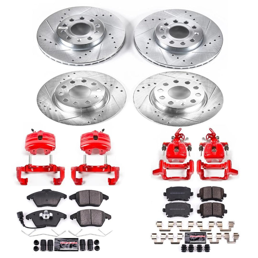 Power Stop Z23 KC7837 Evolution Sport Front & Rear Brake Caliper Kit- Brake Rotors, Brake Pads and Brake Calipers For Volkswagen Golf 2010 [Model Specific]