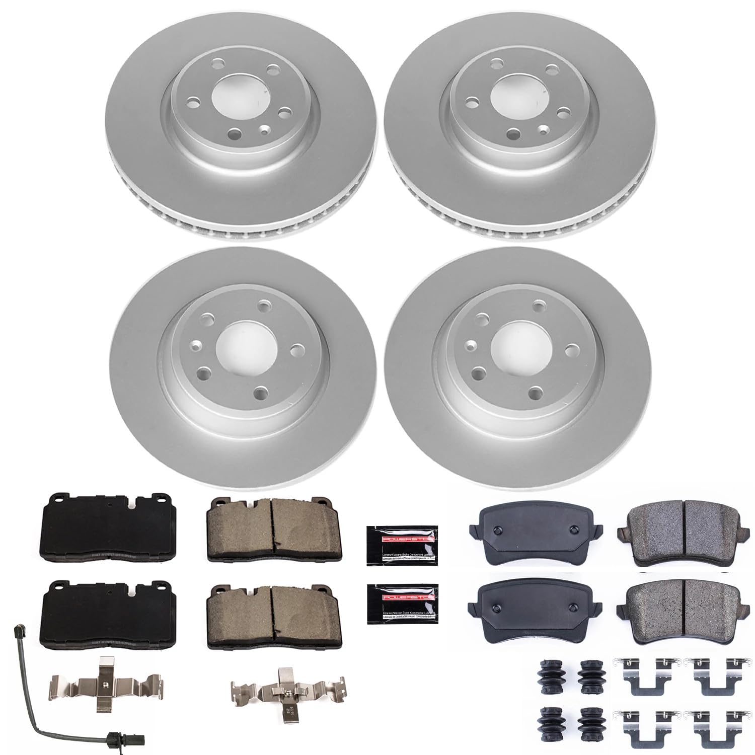 Power Stop Z23 Evolution Geomet Coated Brake Kit and 1 Front Sensor Wire For Audi Q5 2013-2017 CRK7538 [Model Specific]
