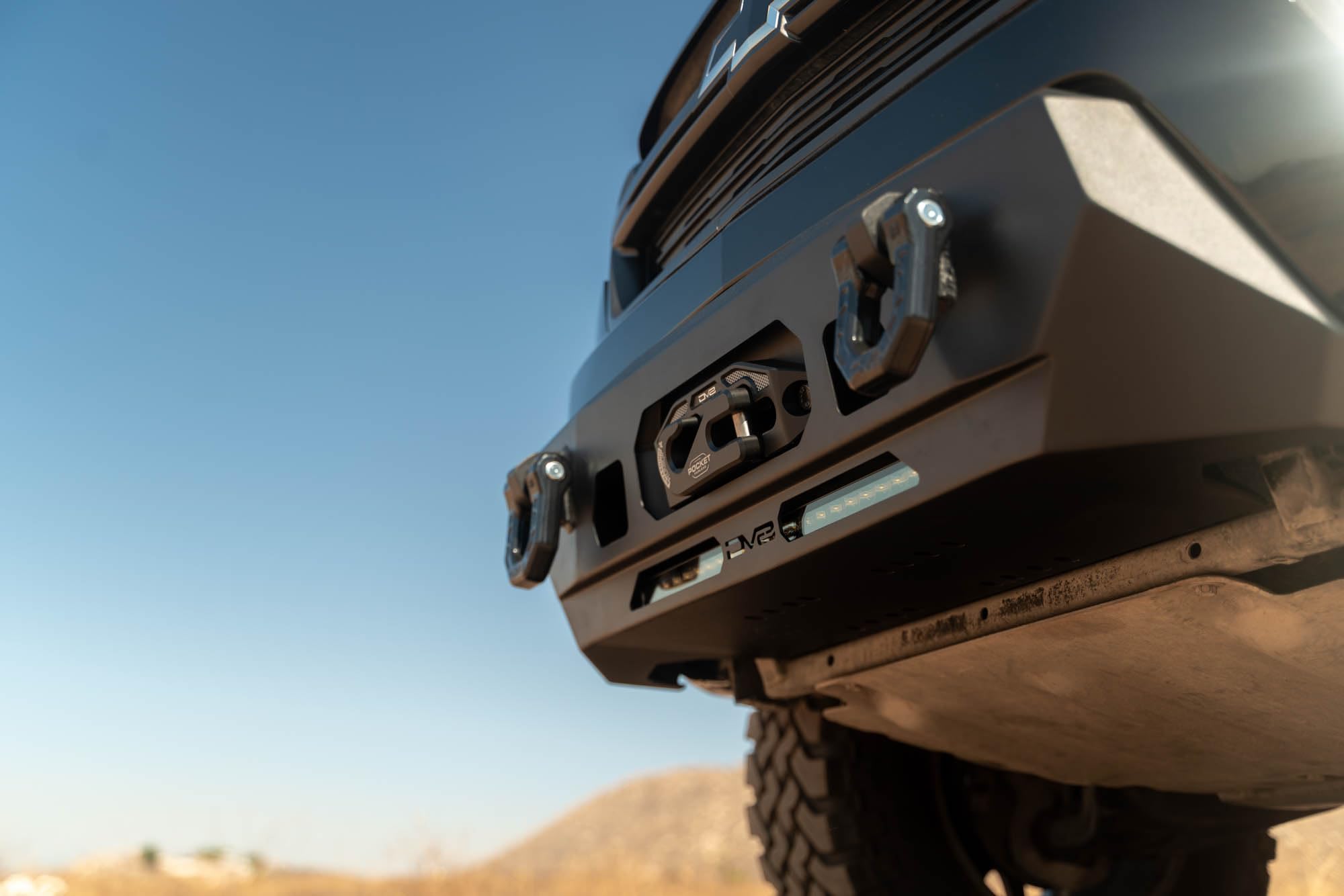 Centric DV8 Offroad Front Bumper for 2015-2020 Chevy Colorado | Center Mount Design | (1) 20" Light Bar Mount | Heavy-Duty Winch Mount | Pair of D-Ring Mounts | (2) 3" Pod Light Mounts | Steel