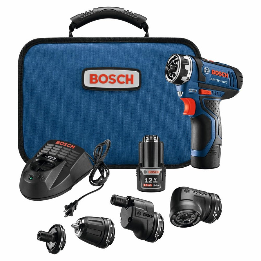 12V Max Bosch GSR12V-140FCB22 Drill/Driver with 5-In-1 Flexiclick® System and (2) 2.0 Ah Batteries