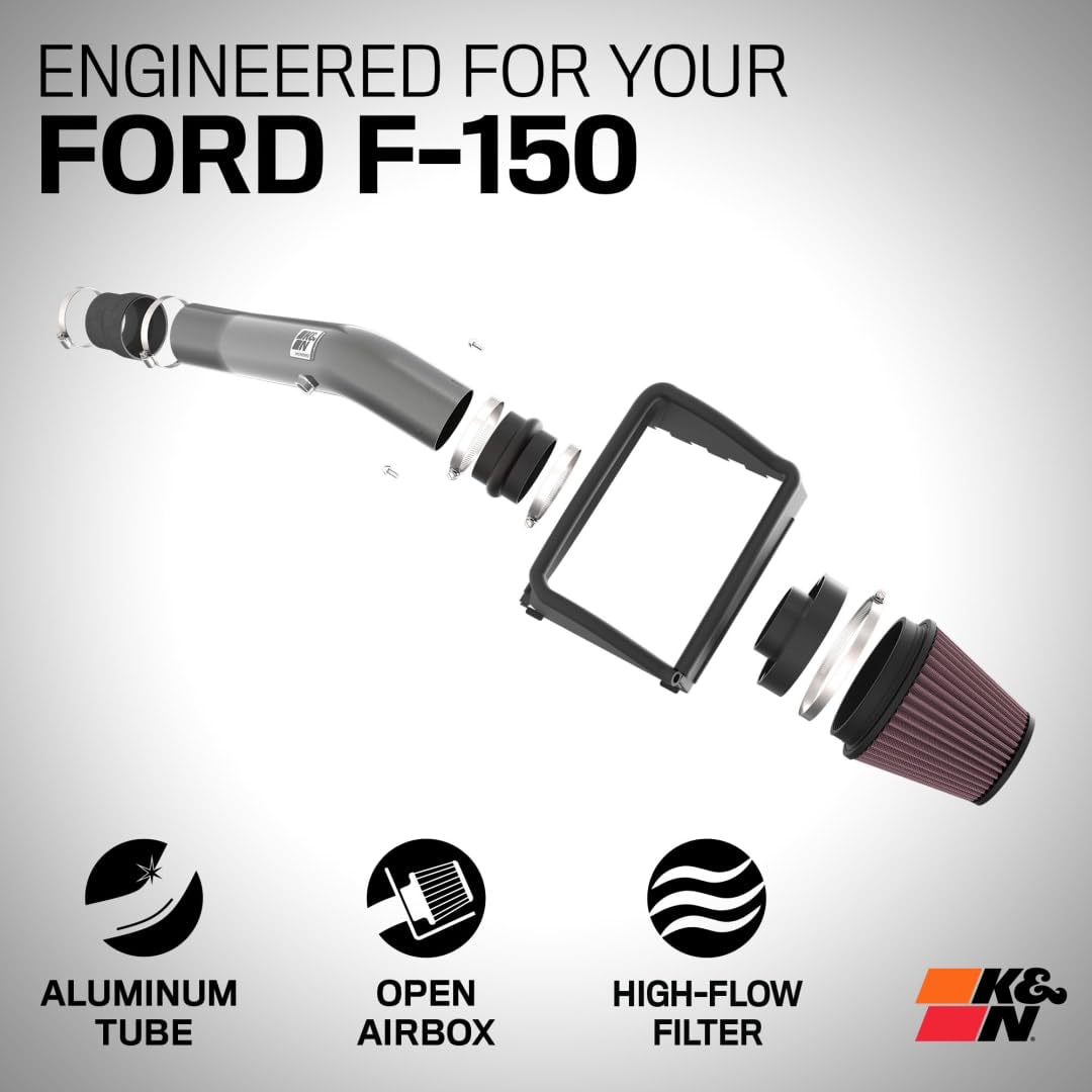 K&N Engineering 18-24 K&N Ford F150 3.3L V6 Performance Air Intake System w/Red Air Filter