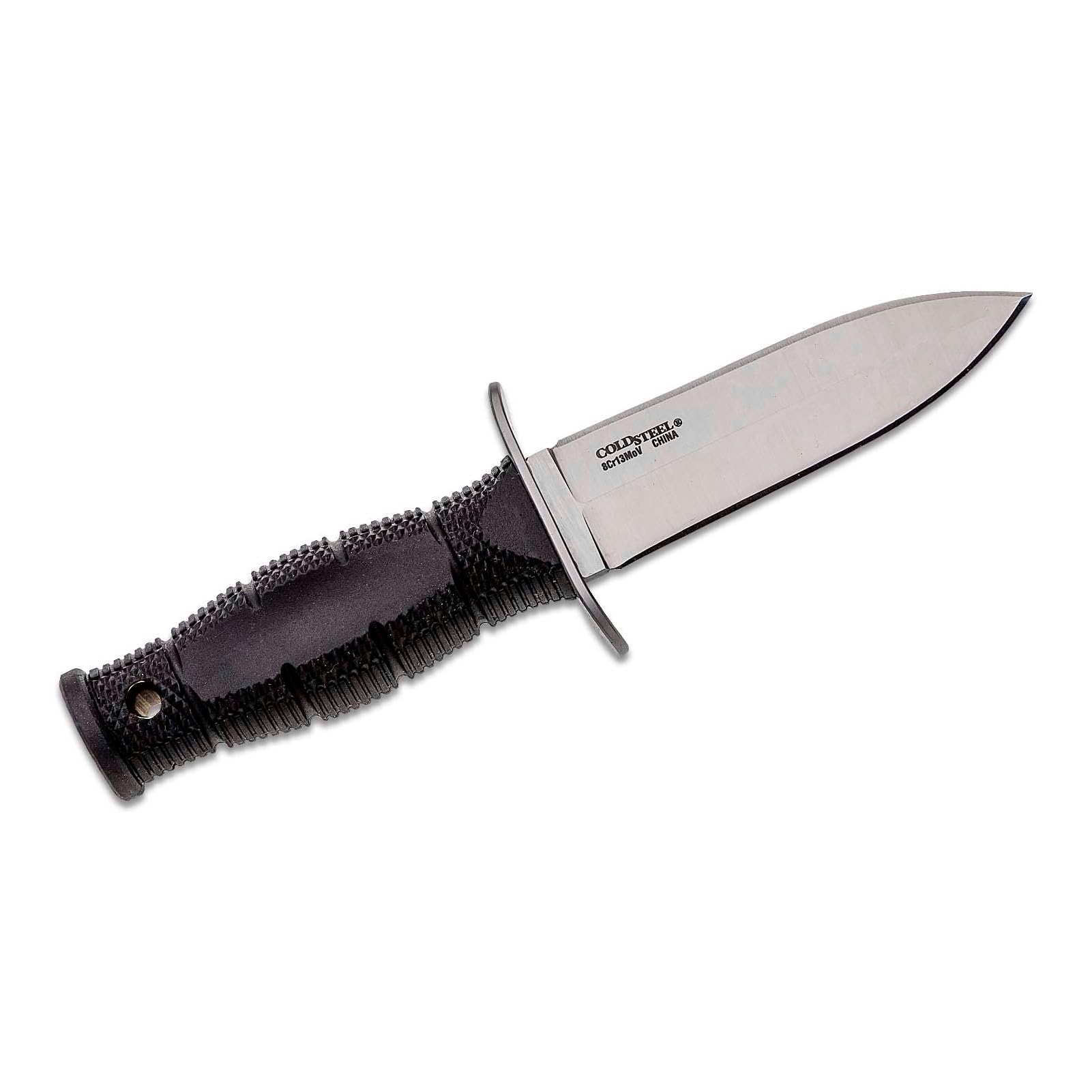 Mini Leatherneck Cold Steel Double Edge Spear Point Compact Lightweight 3.5" 8CR13MOV Steel Fixed Blade Outdoor Hunting Utility Knife, 3.25" Textured Ergonomic Kray-Ex Handle, Secure-Ex Sheath