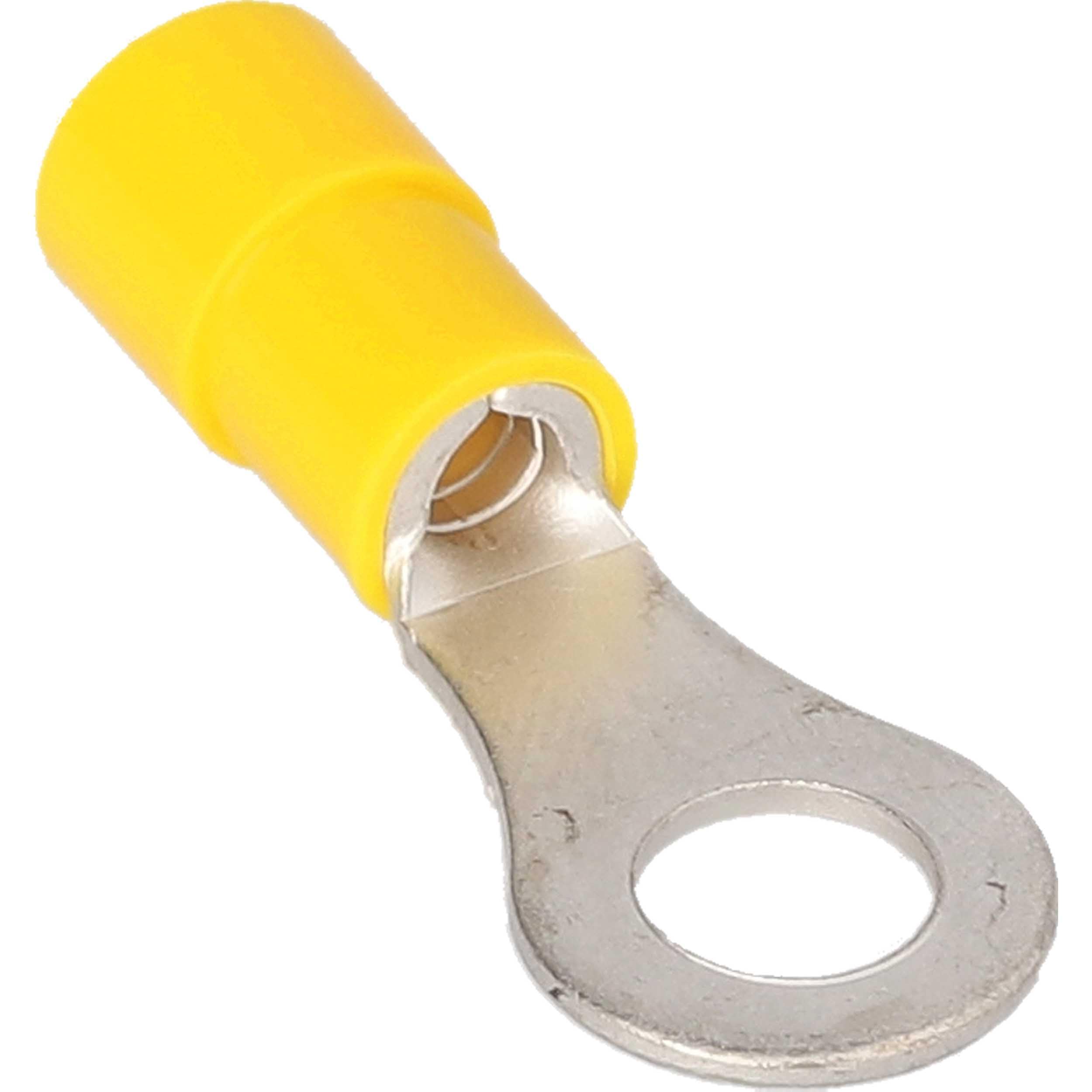 Install Bay #8 Yellow Vinyl Terminal Ring Connector 12/10 Gauge 100 Pack - YVRT8