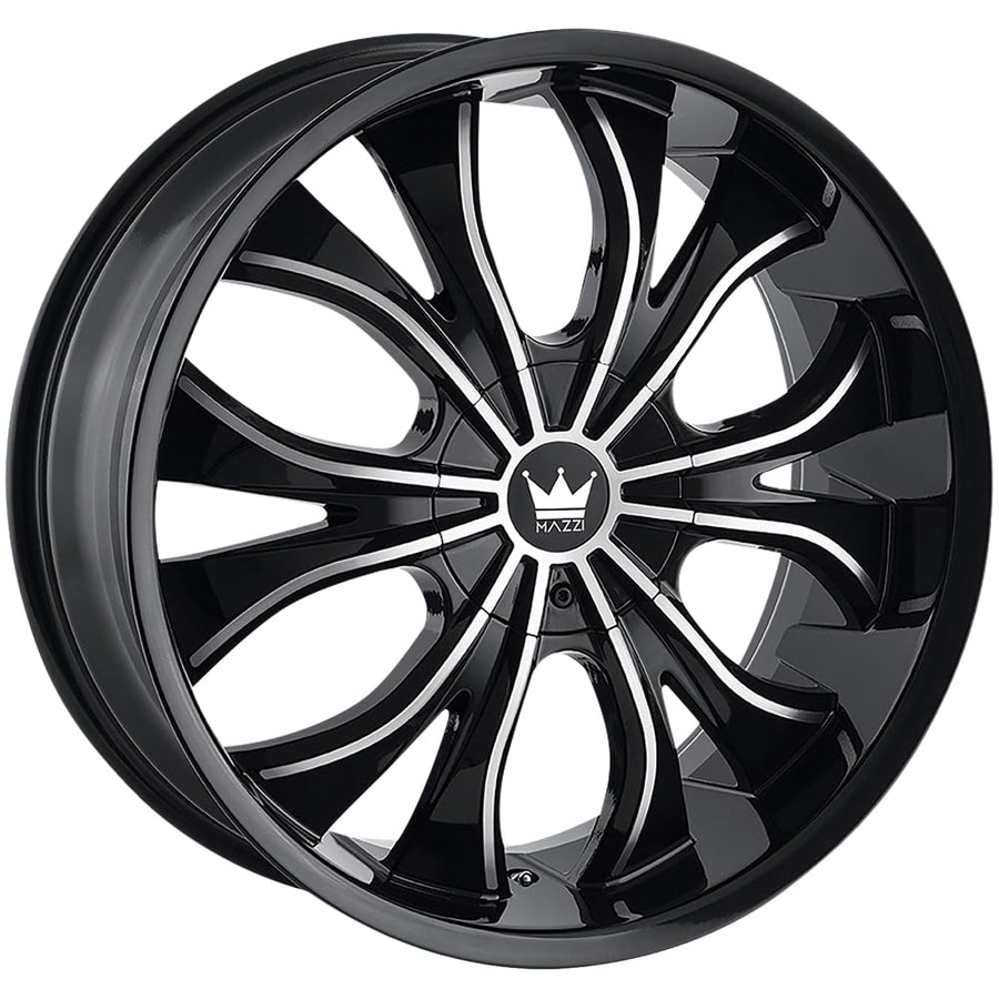 Hustler MAZZI 342 Gloss Black/Machined Face 20X8.5 5-110/5-115 35mm 72.62mm Wheel with Painted (20 x 8.5 inches /5 x 110 mm, 35 mm Offset)