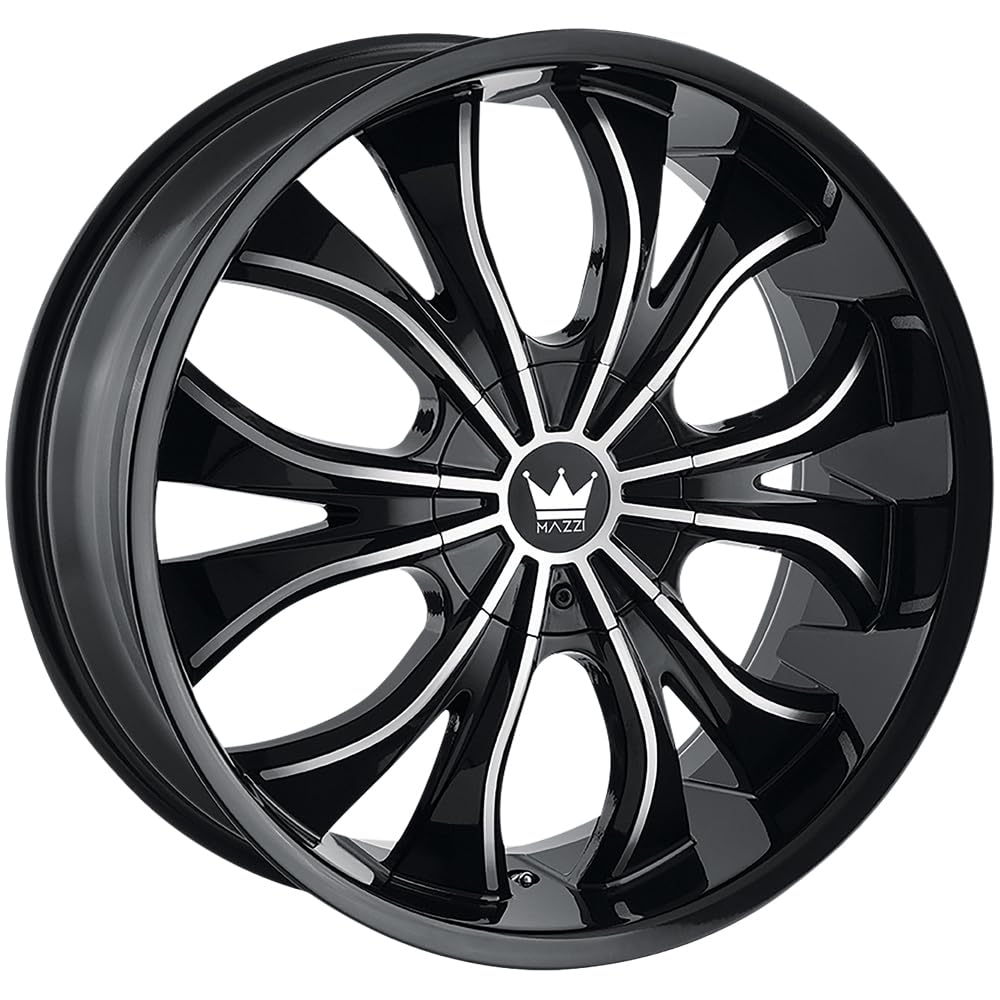 Hustler MAZZI 342 Gloss Black/Machined Face 20X8.5 5-110/5-115 35mm 72.62mm Wheel with Painted (20 x 8.5 inches /5 x 110 mm, 35 mm Offset)