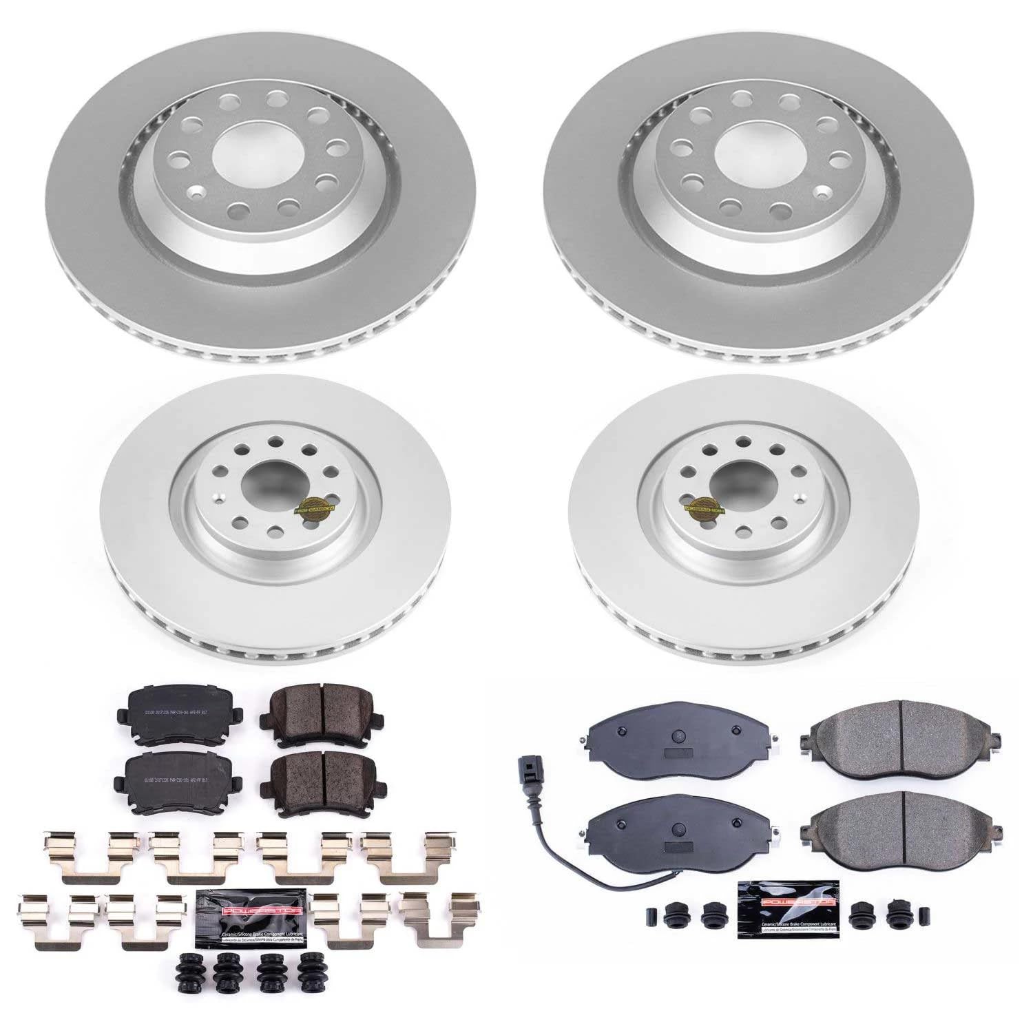 Power Stop Z23 Evolution Sport Geomet Coated Brake Kit Front & Rear For Volkswagen CC 2013-2016, Volkswagen GTI 2015-2021 [Model Specific]