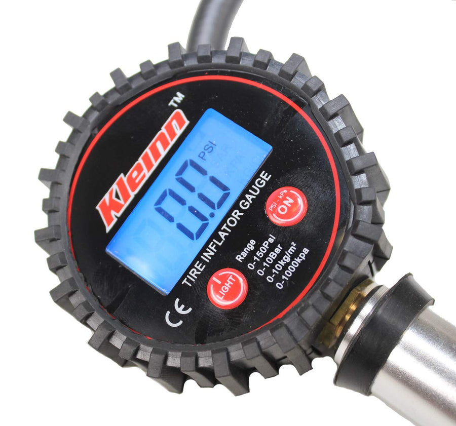 Kleinn 59830 Air Horns Tire Inflator with Digital Gauge and Pressure Relief