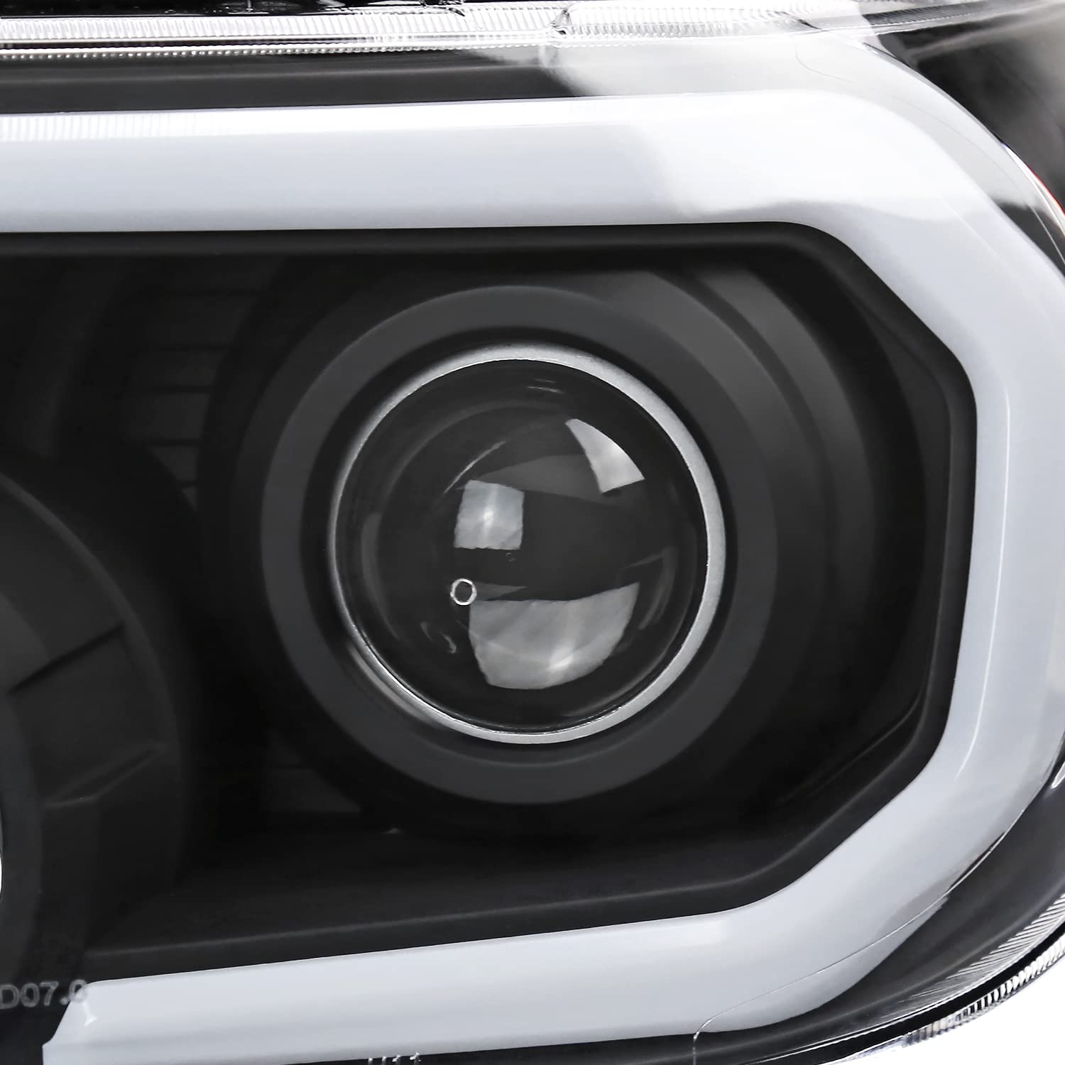 Black Projector Headlights w/LED Tube SPEC-D TUNING Compatible with 2007-2013 Toyota Tundra, Left + Right Pair Headlamp Assembly