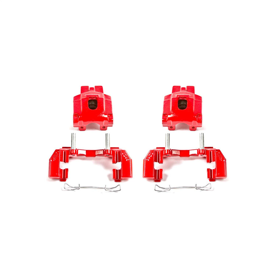 Power Stop S4818 Rear Pair of High-Temp Red Powder Coated Calipers For Jeep Grand Cherokee 1999-2004 [Model Specific]