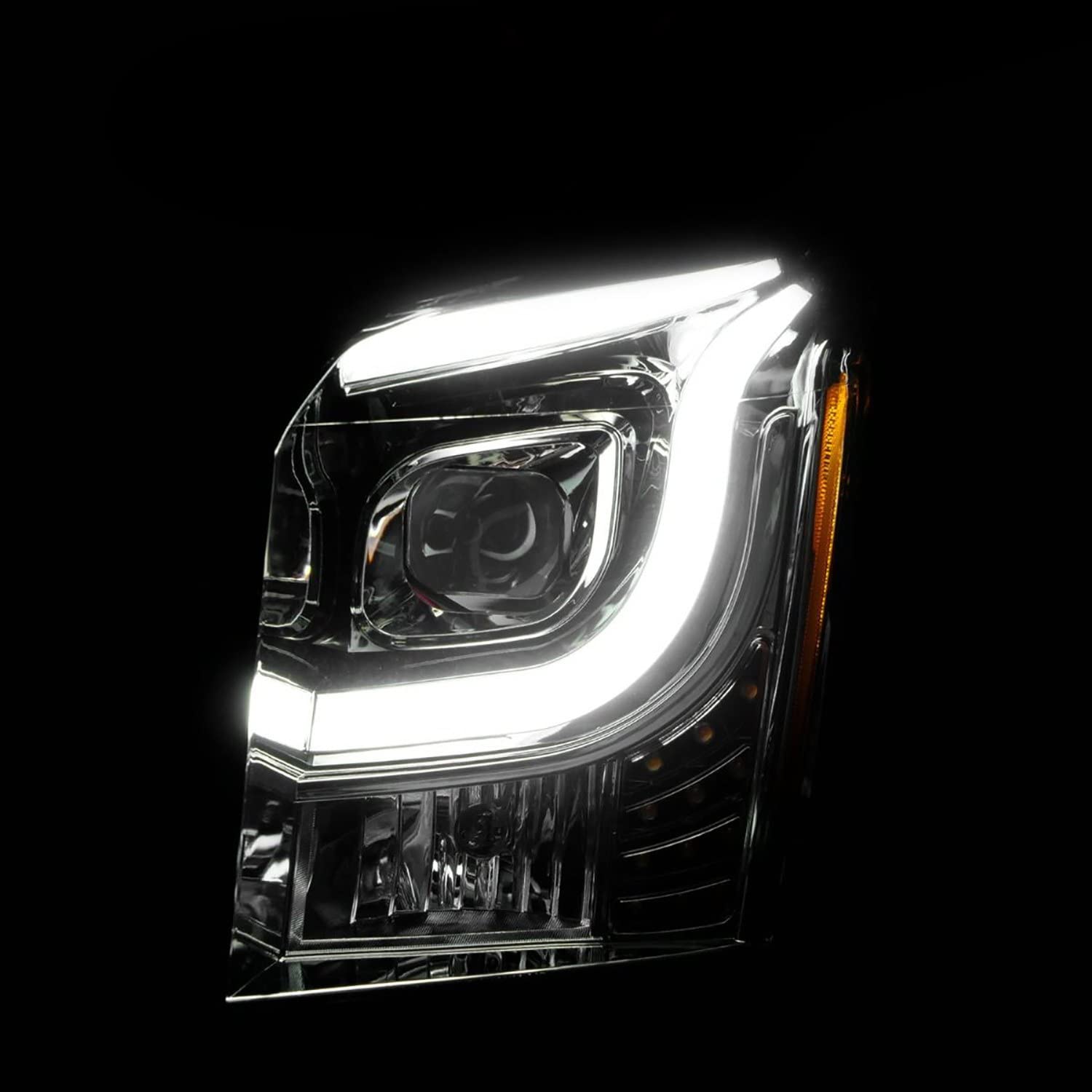 2015-2017 GMC Yukon XL Anzo USA Projector Headlights W Lightbar - Chrome/Amber (111536)