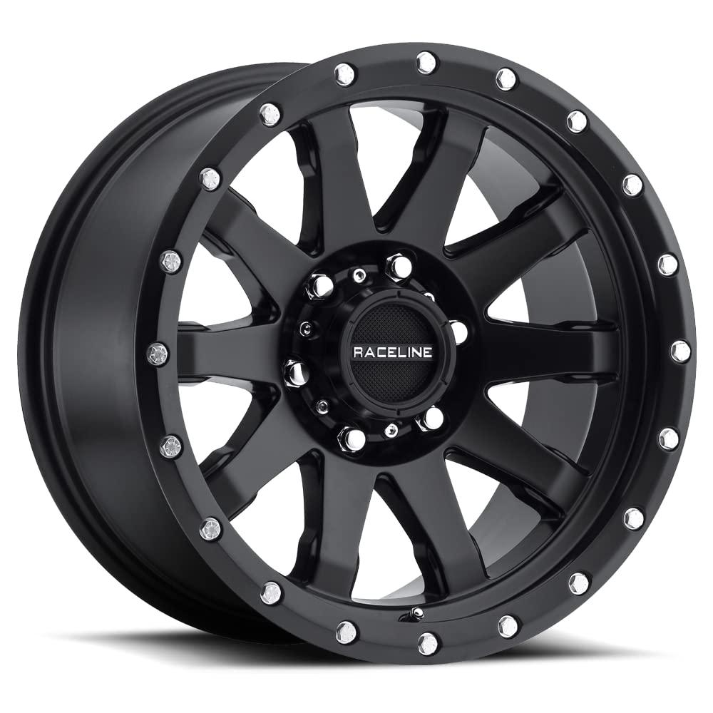 Matte Black Raceline Wheels 934B CLUTCH Wheel 20X10"6X135 Bolt Pattern -19mm Offset/(4.75"B/S) 10 Spoke Aluminum Passenger Car Wheels, Full Size Replacement Black Car Rims