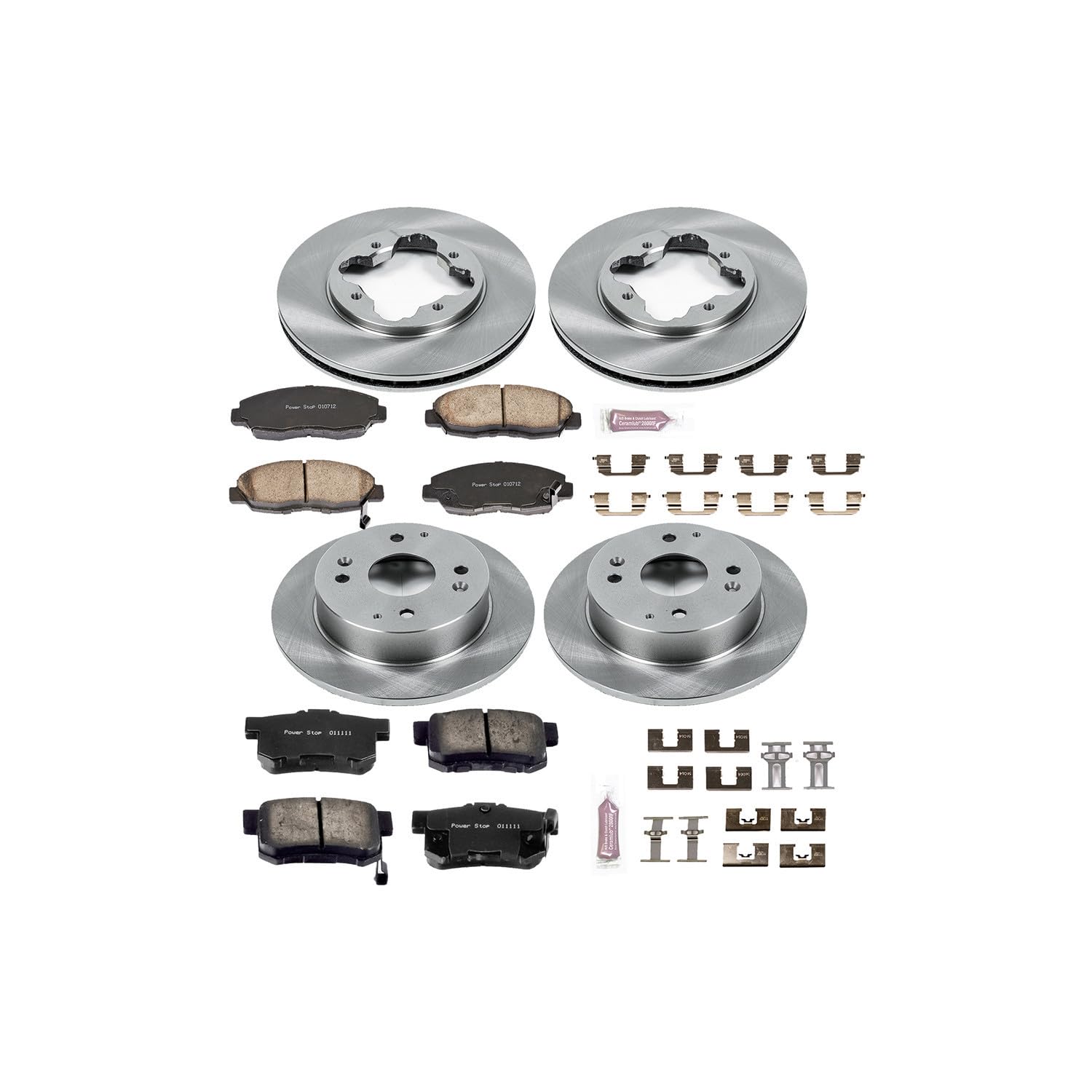 POWERSTOP Autospecialty KOE698 Front and Rear Replacement Brake Kit-OE Brake Rotors & Ceramic Brake Pads For Acura CL 1997, Honda Accord 1991-1997 [Model Specific]