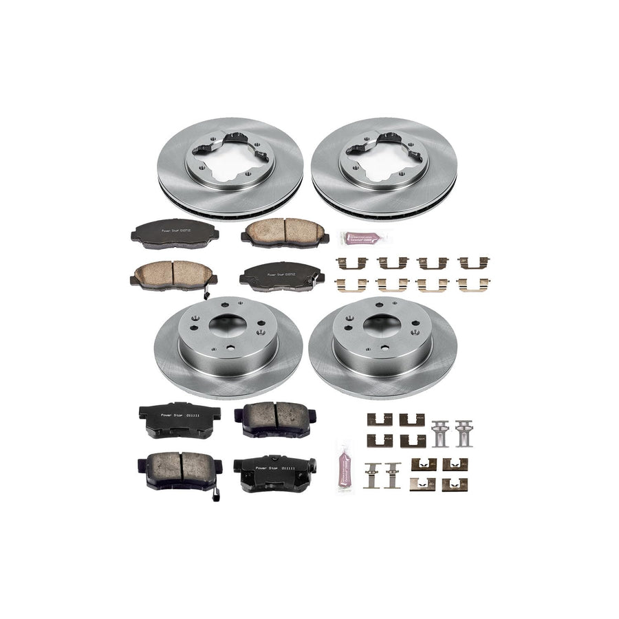 POWERSTOP Autospecialty KOE698 Front and Rear Replacement Brake Kit-OE Brake Rotors & Ceramic Brake Pads For Acura CL 1997, Honda Accord 1991-1997 [Model Specific]