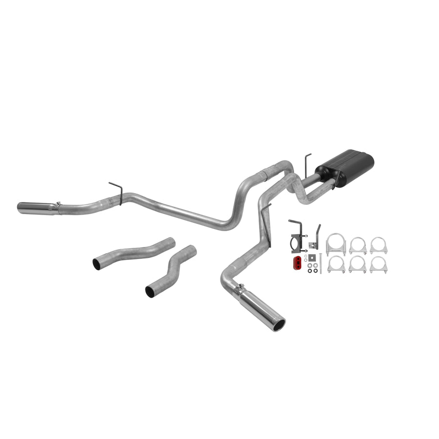 American Thunder Flowmaster 17476 Cat-Back Exhaust Kit Dual 2.5 Inch Aluminized Steel 3 Inch Polished 304 Stainless Steel Tips Compatible with 2002-2005 Dodge Ram 1500 4.7L 5.9L 2/4WD All Wheelbases