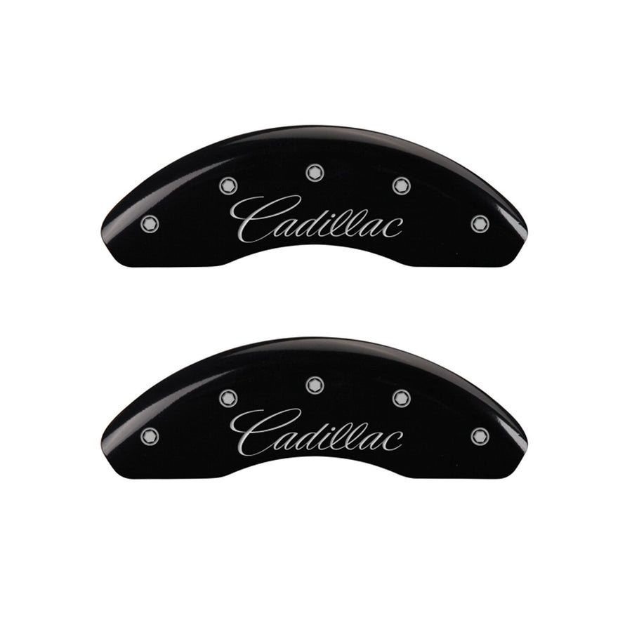 Caliper Covers MGP 35023SATSBK (Black Powder Coat Finish, Engraved Front: Cadillac - Engraved Rear: ATS, Silver Characters, Set of 4)