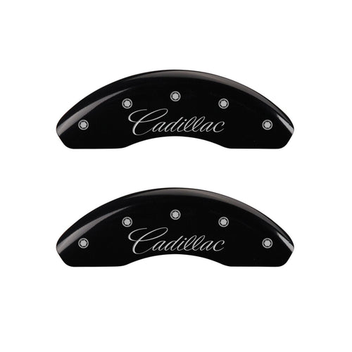 Caliper Covers MGP 35023SATSBK (Black Powder Coat Finish, Engraved Front: Cadillac - Engraved Rear: ATS, Silver Characters, Set of 4)