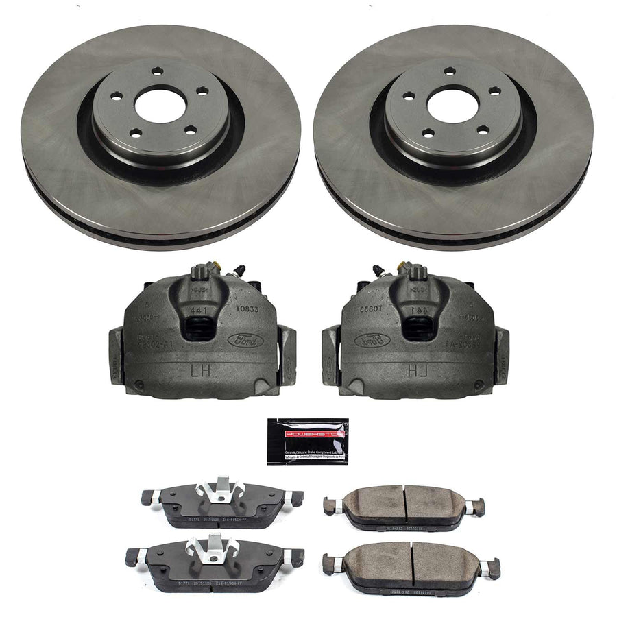 Power Stop KCOE7147 Replacement Autospeciality Front Caliper Kit- OE Rotors, Ceramic Brake Pads, Calipers For Ford Focus 2015-2018, Lincoln MKC 2015-2016 [Model Specific]