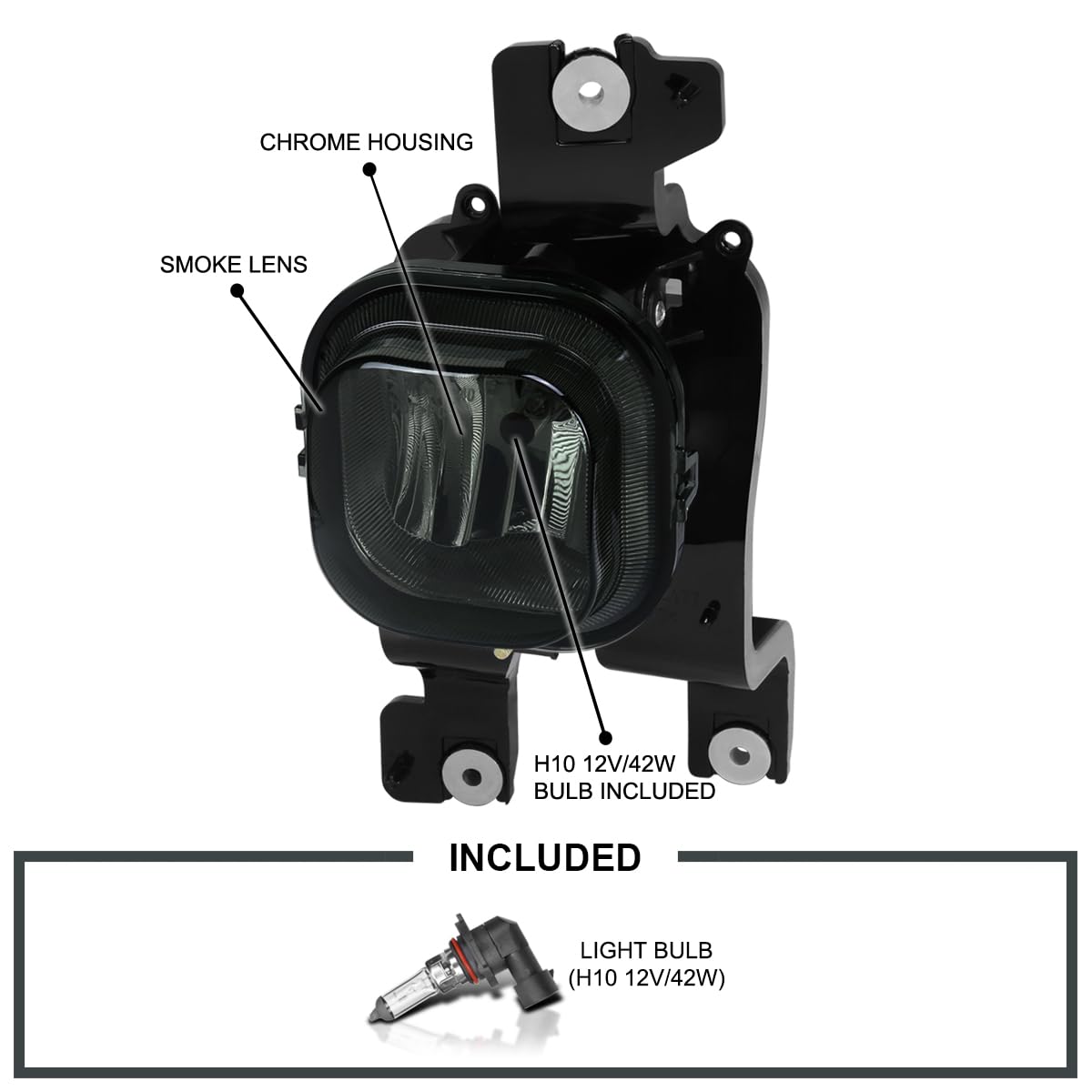 Fog Lights Spec-D Tuning Smoke Driving Lamps+Switch Compatible with Ford F250 F350 F450 Super Duty 2008-2010 L+R Pair Assembly