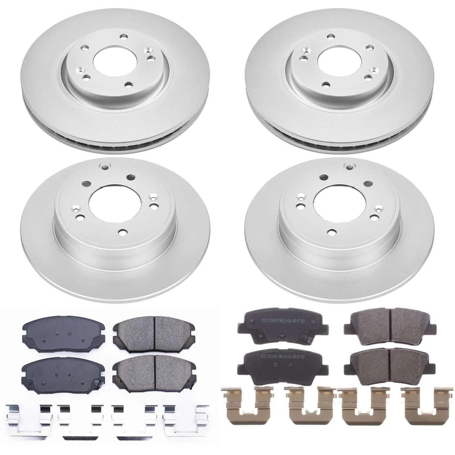 Power Stop Coated Brake Rotor & Ceramic Brake Pads- front CRK5375 & rear