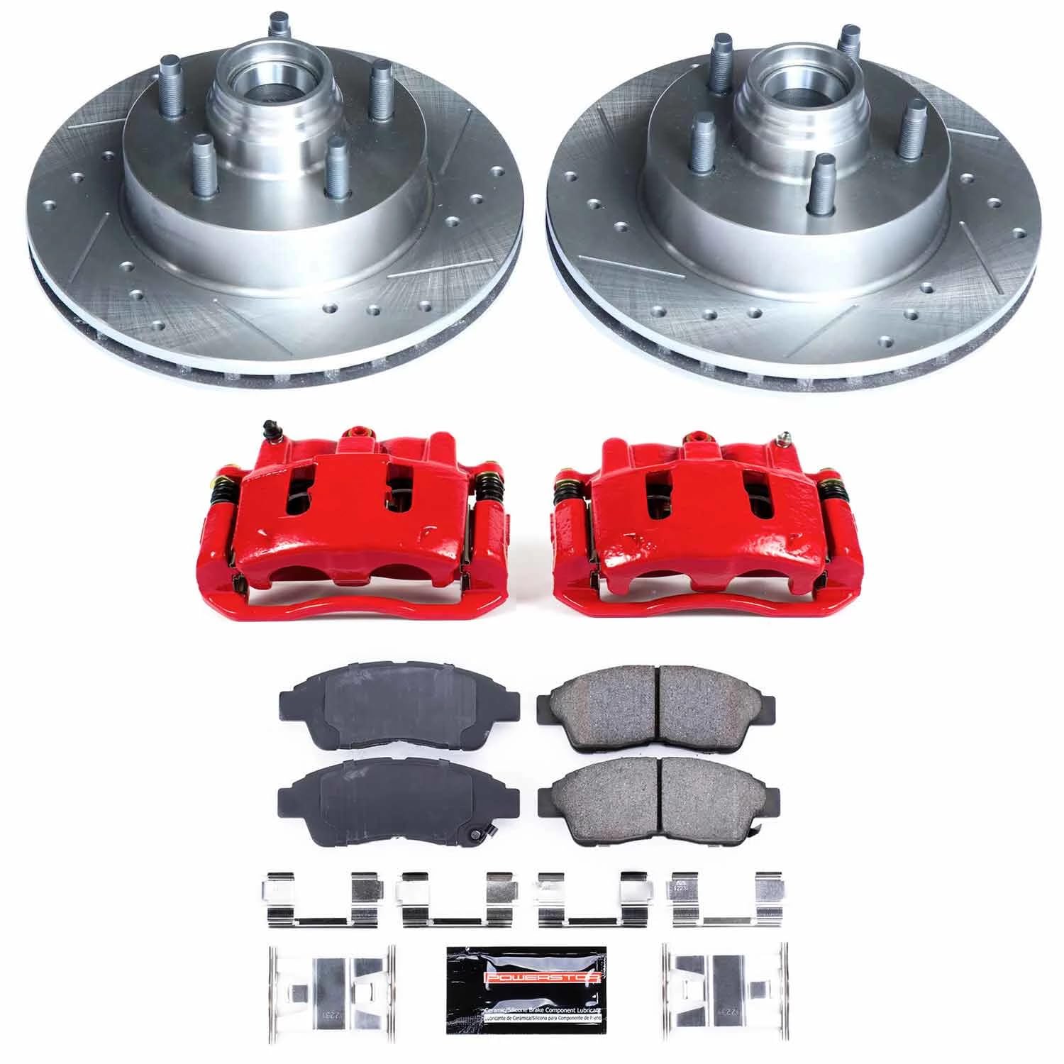 Z23 Daily Driver Power Stop KC5083 Front Caliper Kit-Drilled/Slotted Brake Rotors & Carbon-Fiber Ceramic Brake Pads For Ford Ranger 1998-2002, Mazda B4000 1998-2000 [Model Specific]