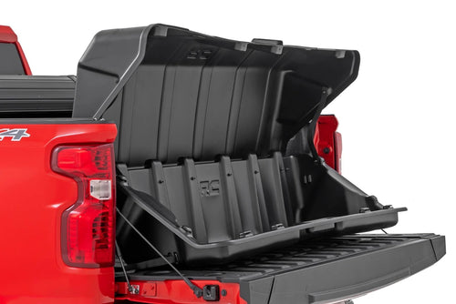 56" Rough Country Slide-Out Truck Bed Cargo Box w/Lockable Lid - Heavy-Duty, Weather-Resistant Truck Organizer for Full-Size Beds, Easy Tailgate Access