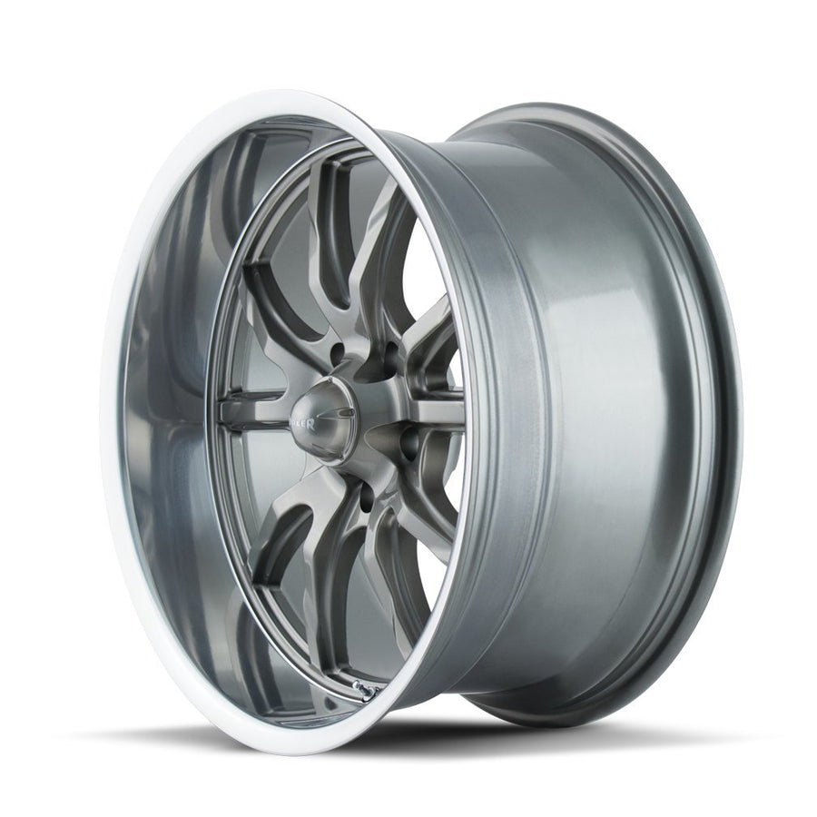 Grey/Polished Lip Ridler 650 Wheel with Painted Finish (15 x 7. inches /5 x 114 mm, 0 mm Offset)