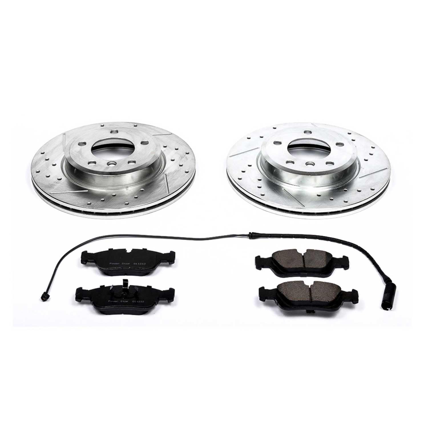 Power Stop K867 Z23 Carbon Fiber Brake Pads with Drilled & Slotted Brake Rotors Kit For BMW Z3 2001-2002 [Model Specific]
