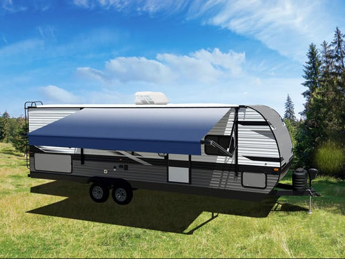 16' Velarium RV Boxed Vinyl Canopy, Blue Fade – Heavy-Duty 13.5oz 3-Ply Material, Cold & Crack-Resistant RV Awning, All-Purpose Outdoor Canopy for RVs, Trailers, and Motorhomes (Fabric Size 14' 2")