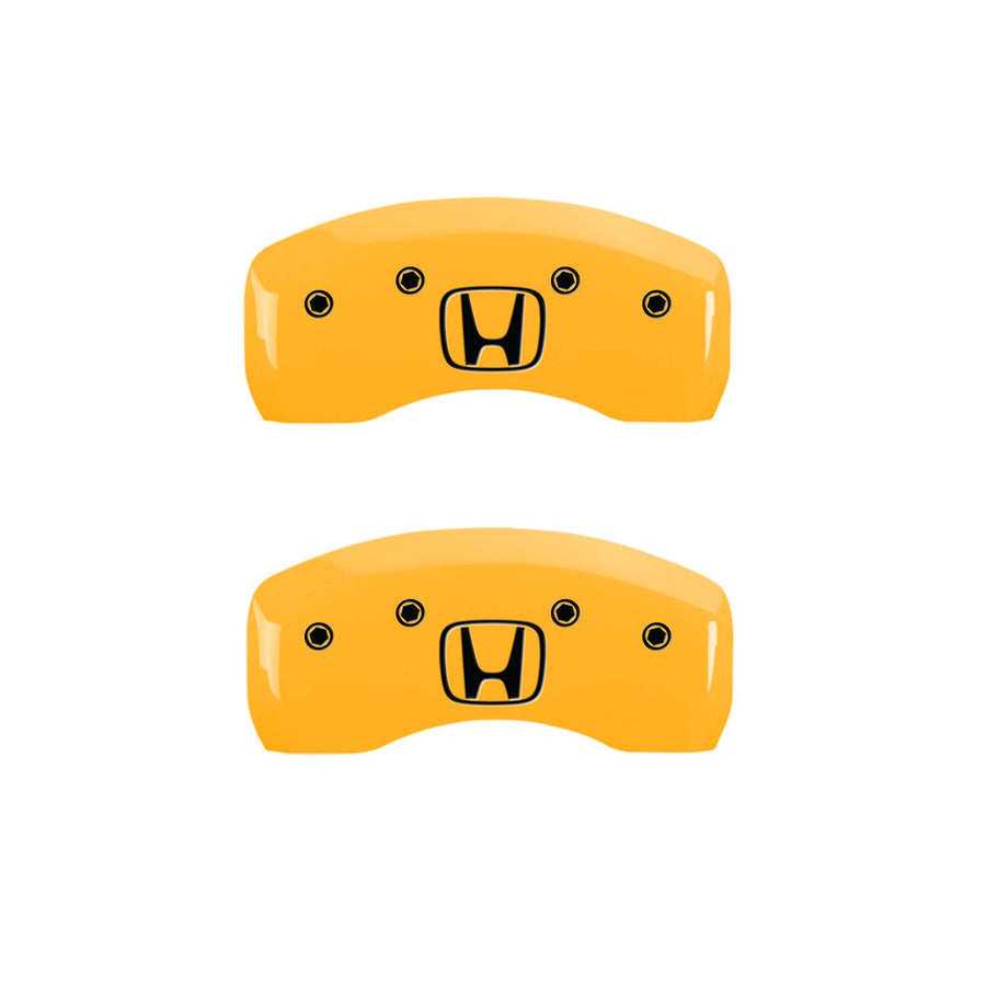 Caliper Covers MGP 20107SHOHYL Cover, Set of 4 (Yellow Engraved Front: Honda - Engraved Rear: H Logo Powder Coat Finish Black Characters)