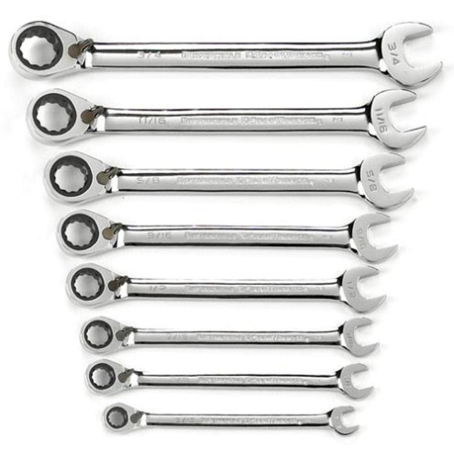 8 Piece GEARWRENCH 72-Tooth 12 Point Reversible Ratcheting Combination SAE Wrench Set | 9533N