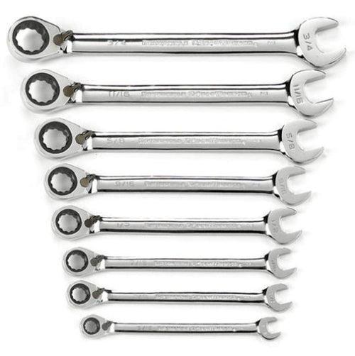 8 Piece GEARWRENCH 72-Tooth 12 Point Reversible Ratcheting Combination SAE Wrench Set | 9533N