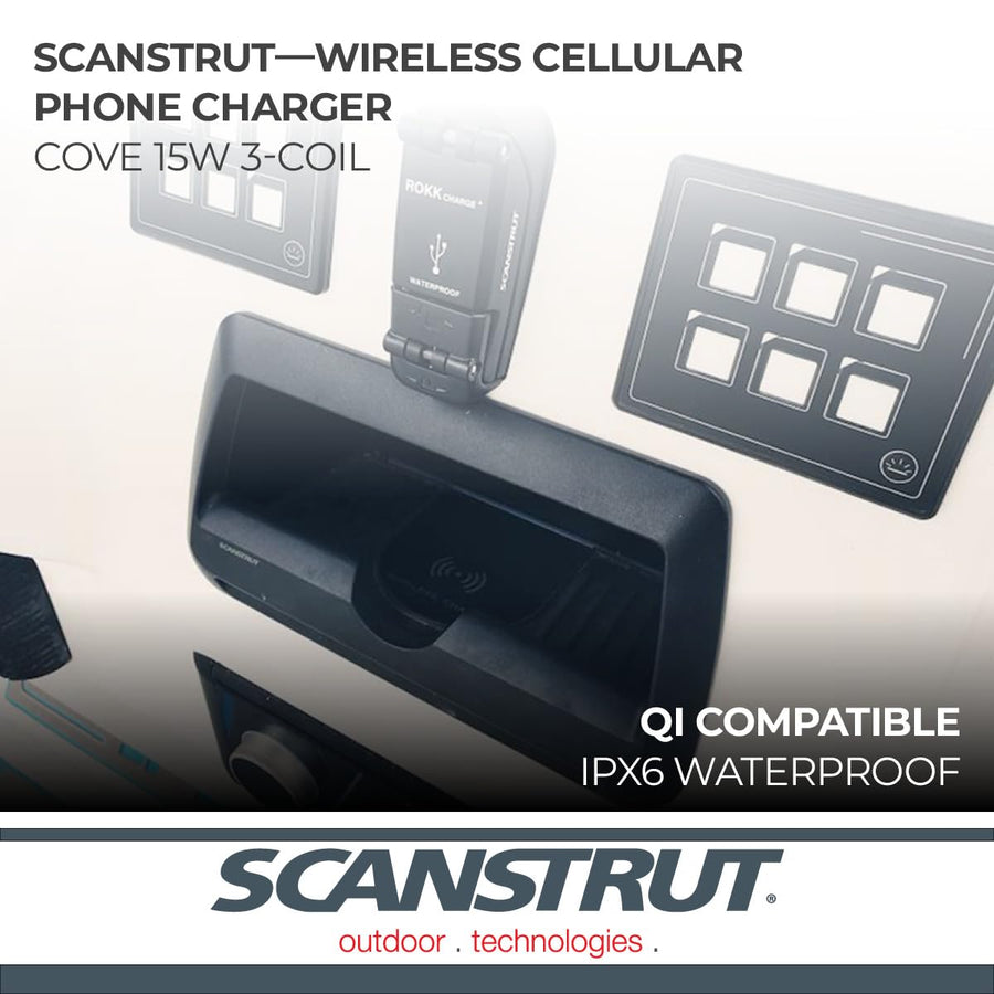 Scanstrut Waterproof Wireless Charger SC-CW-09GT - Cove 3 Coil 15W Phone Charging Pocket 12/24V