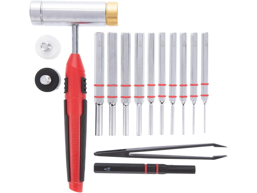 Armorer's Hammer And Punch Kit BIRCHWOOD CASEY | Durable Versatile Gunsmithing Multi-Piece Tool Set | 11 Punches, 4 Hammer Heads, Tweezer, Magnetic Strip & Case Included