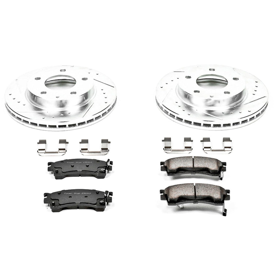 Power Stop K782 Z23 Front Carbon Fiber Brake Pads with Drilled & Slotted Brake Rotors Kit For Ford Probe 1993-1997, Mazda 626 1993-2002, Mazda MX-6 1993-1997 [Model Specific]
