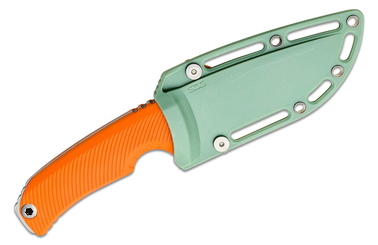SOG FX Tellus Full-Sized Fixed Blade Knife 4.2" Full-Tang CRYO 440C Steel Blade GRN Handle UMS Compatible Sheath, Blaze