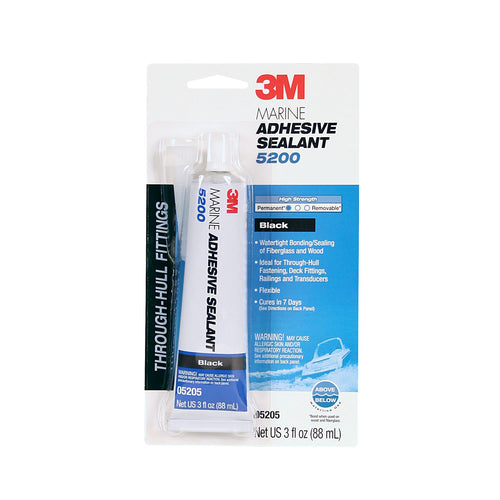 3M Marine Sealant Adhesive 5200 - Permanent Bonding and Sealing for Boats and Marine Applications - Black - 3 Ounces