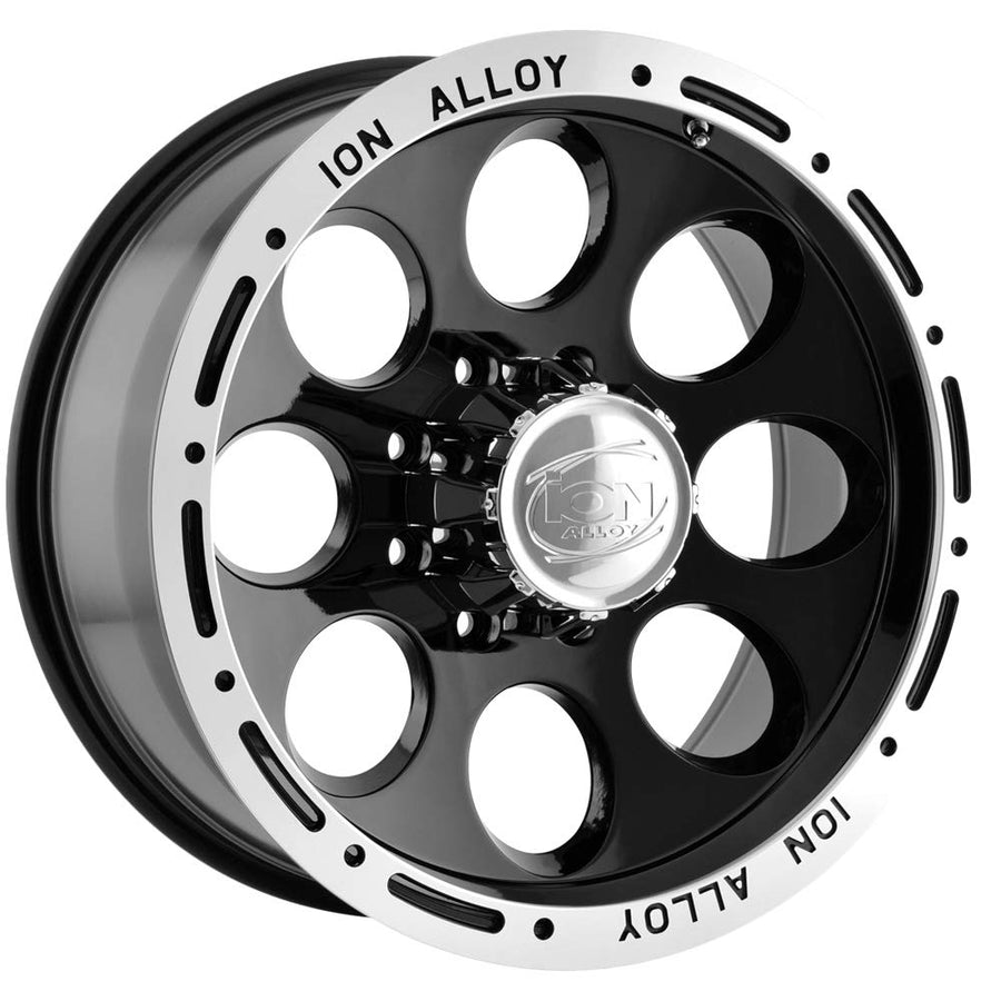 Ion Alloy Wheels 16x10.0 174 Wheel -38mm ACORN Lug Type 8x165.1 BLACK/MACHINED LIP BLACK/MACHINED LIP