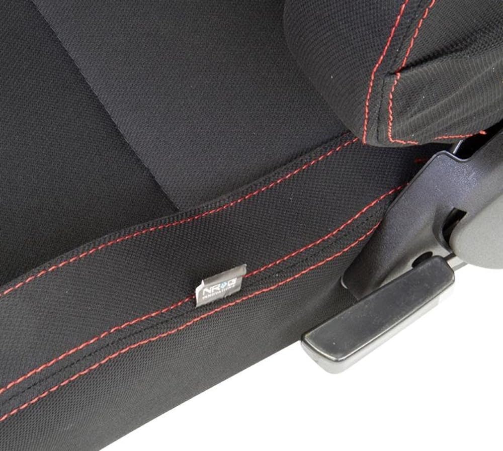 Type-R NRG Sport Seats (Pair) Cloth w/NRG Logo - Black w/Red Stitch