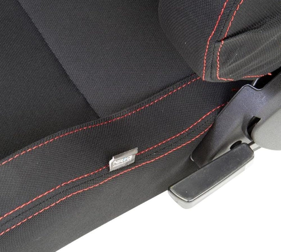 Type-R NRG Sport Seats (Pair) Cloth w/NRG Logo - Black w/Red Stitch