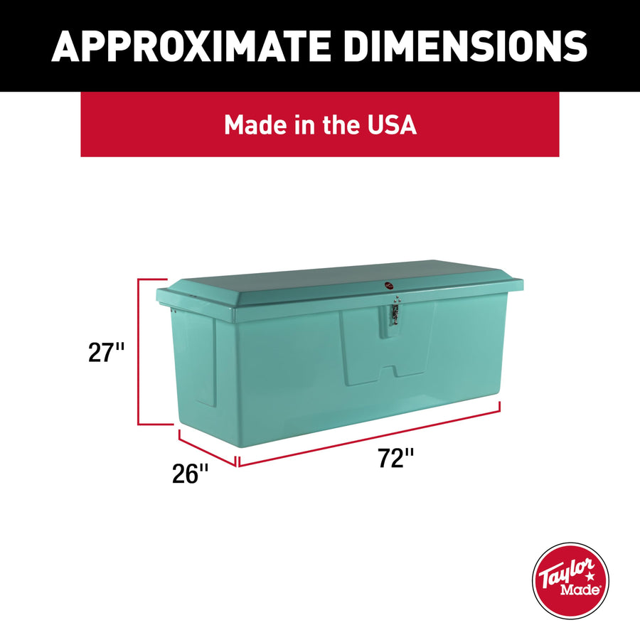 Taylor Made Deep Fiberglass Stow N’ Go Dock Box, Medium (27"H X 72"W X 26"D), Seafoam Green, Smooth Interior Finish, Lockable Latch, Stainless-Steel Hardware - 83554SF