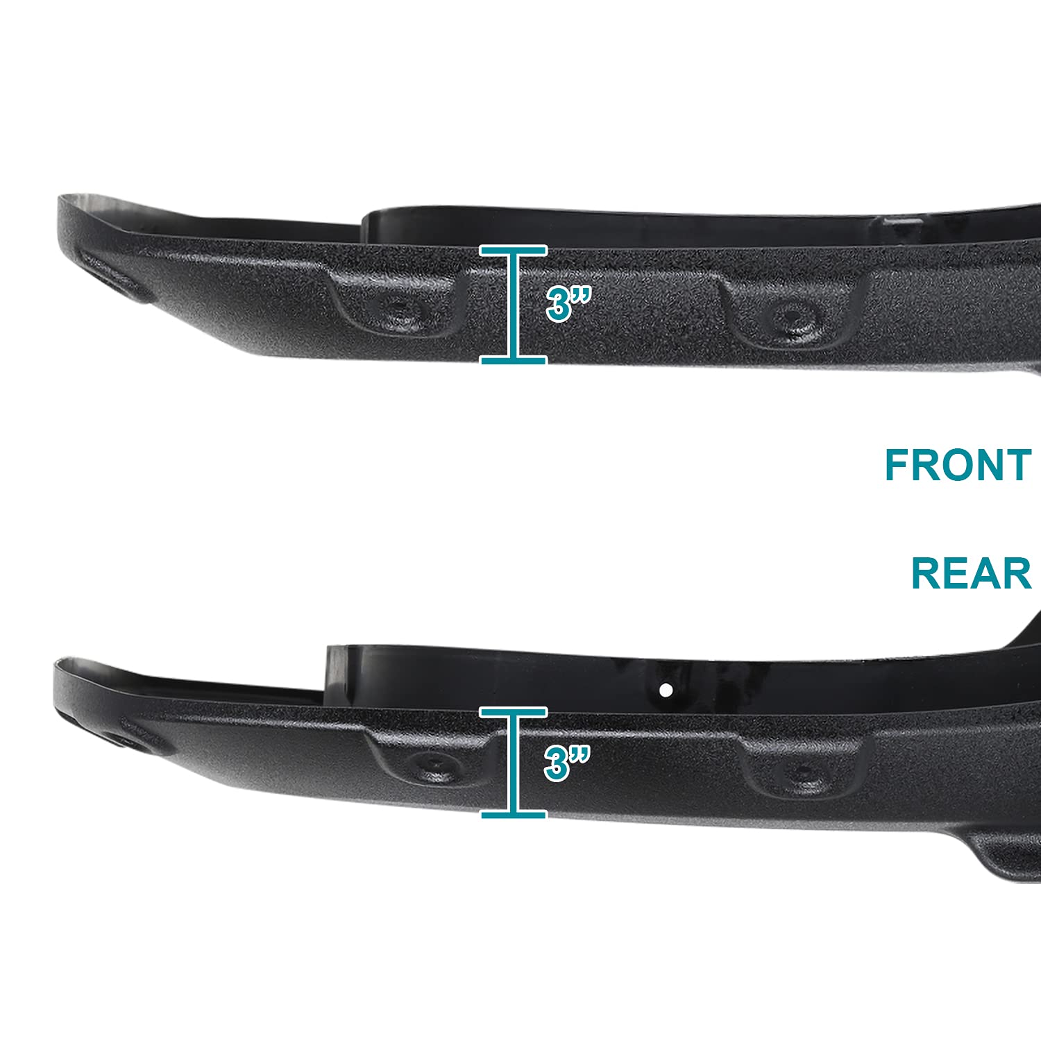 4PC Spec-D Tuning Front + Rear Matte Black Rough Textured Pocket Rivet Fender Flares Compatible with GMC Sierra 1500 2016-2018