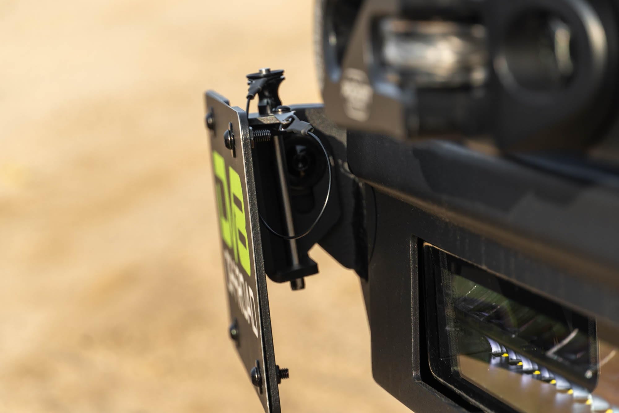DV8 Offroad Quick Release Universal D-Ring License Plate Mount | Quickly Removes for Extra Clearance When Off-Road | Mounts to Aftermarket & Off-Road Bumpers w/ 1" Diameter D-Ring Mounts | Steel