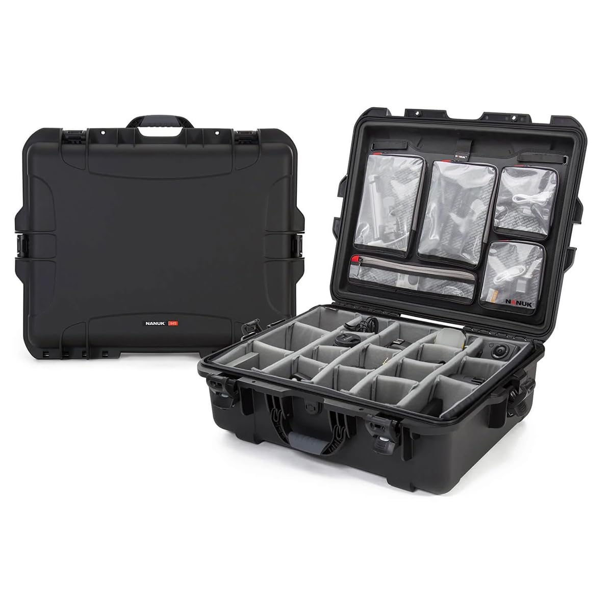 Waterproof Nanuk 945 Hard Case with Lid Organizer and Padded Divider - Black
