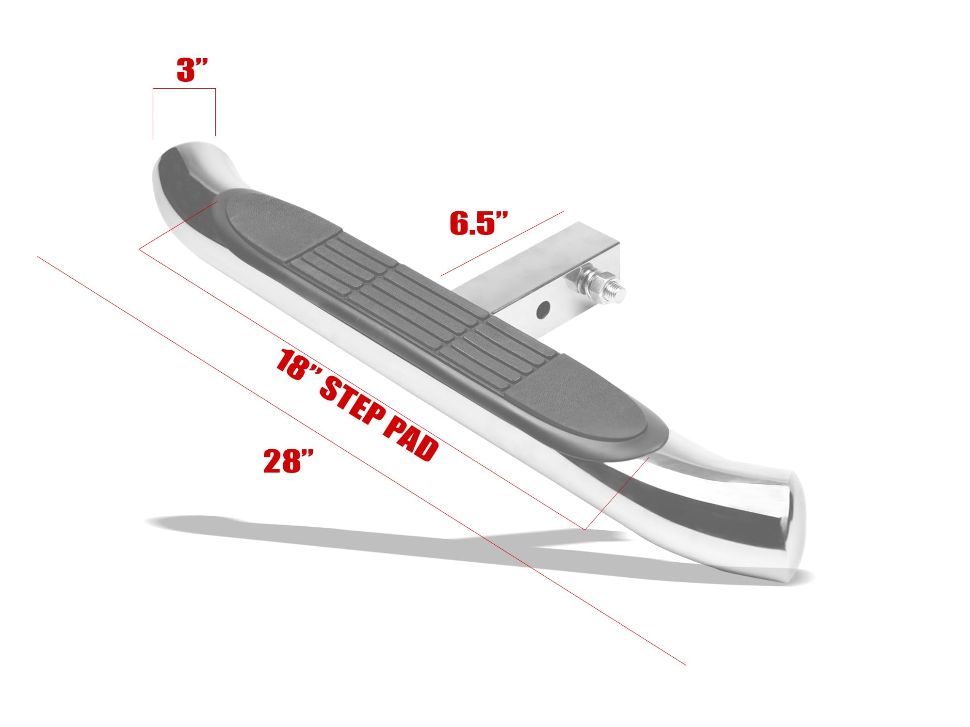 3" Round Armordillo Tubing Stainless Steel Hitch Step for Class 3 Trailer Hitch|2" Hitch Receiver Step Chrome/Polished Finished|7170155