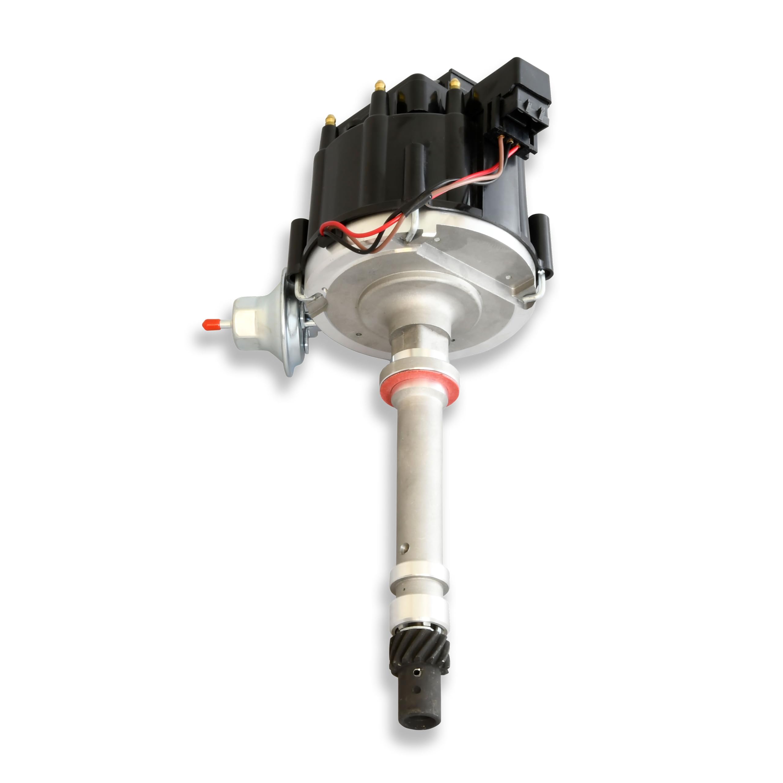 Pertronix Flame-Thrower D1060 Stock Look HEI Distributor Chevy SB/BB with adjustable vacuum advance canister high dielectric strength black cap and rotor with brass terminals
