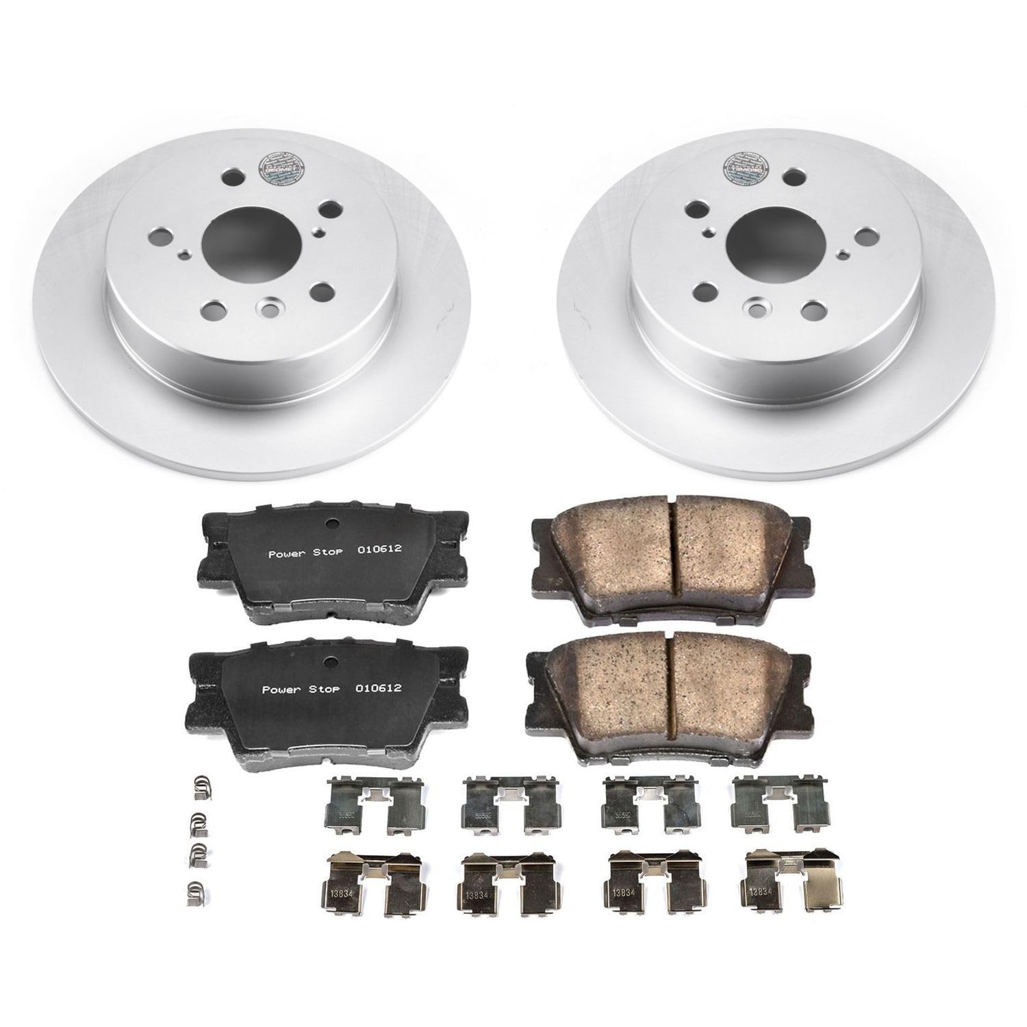 Power Stop Coated Rotor CRK7905 Rear Brake Kit- Coated Brake Rotors and Z17 Ceramic Brake Pads For Toyota Camry 2018-2024 [Model Specific]
