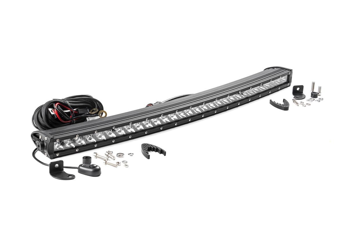 30" Curved Rough Country Chrome Series Single Row CREE LED Light Bar - 72730 Black