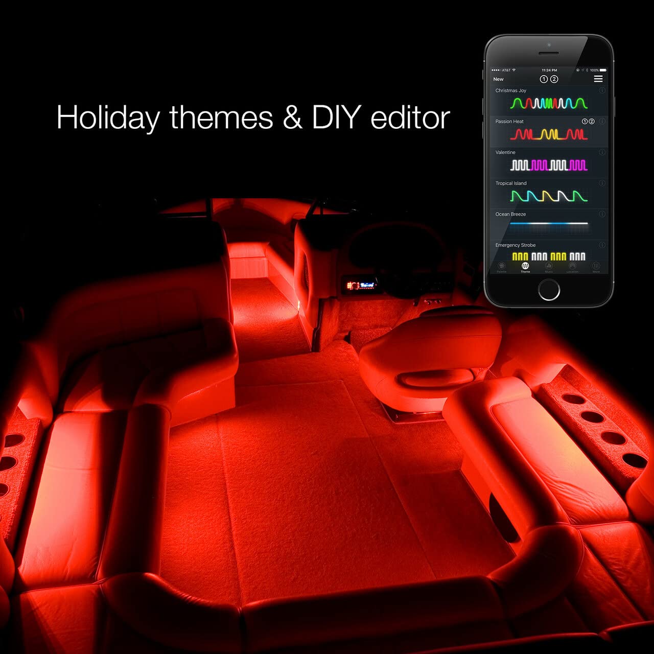 XKGLOW XKchrome Boat 4x36 + 4x9 Strip Advanced Kit with Dual-Mode Dash Mount Controller XK-Boat-STA-DM