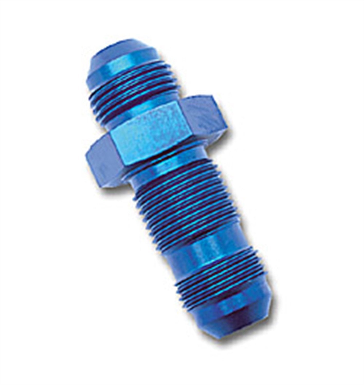 Blue Anodized Aluminum Edelbrock - RUS-661180 -6AN Straight Flare Bulkhead Adapter