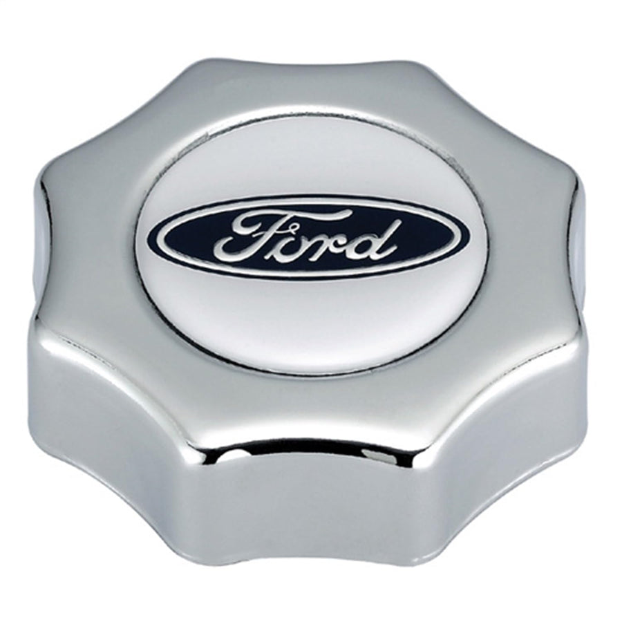 302-230 Ford Oil Fill Cap - Twist-On - Octagon - Aluminum - Polished Logo - Each